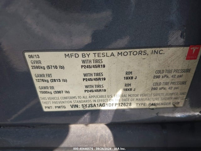 2013 TESLA MODEL S 5YJSA1AG1DFP12628 Photo 8
