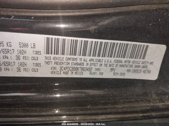 2019 DODGE JOURNEY 3C4PDCBB8KT863492 Photo 8