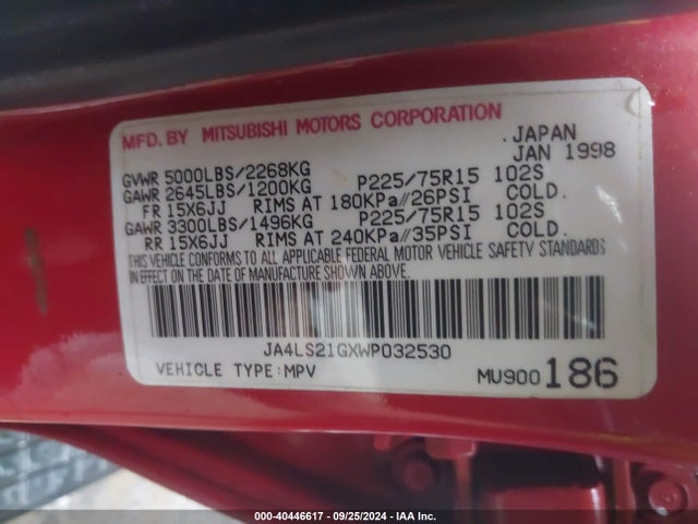 1998 MITSUBISHI MONTERO SPORT JA4LS21GXWP032530 Photo 8