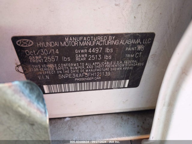 5NPE34AF5FH121139 Hyundai Sonata Sport