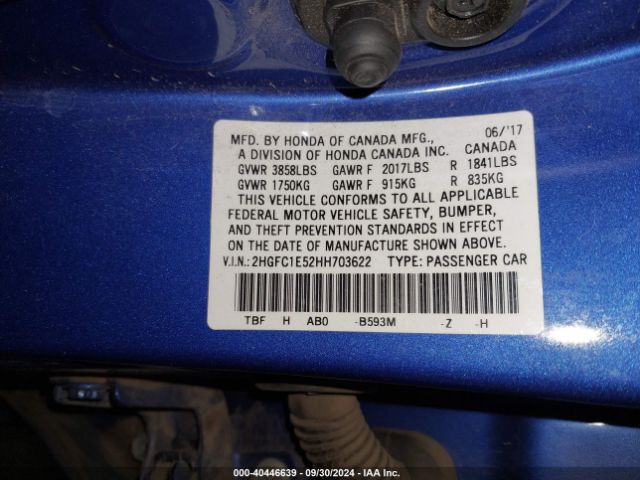 2HGFC1E52HH703622 Honda CIVIC SI