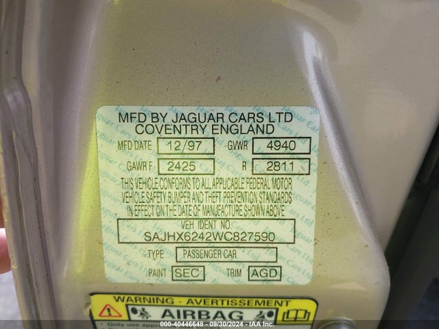 1998 JAGUAR XJ8 SAJHX6242WC827590 Photo 8