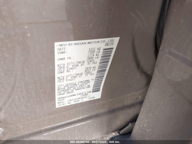 Nissan Titan Pro-4x 4x4 2021 1N6AA1ED0MN501138 Image 9
