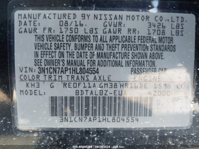 Nissan Versa 1.6 Sv 2017 3N1CN7AP1HL804554 Image 9