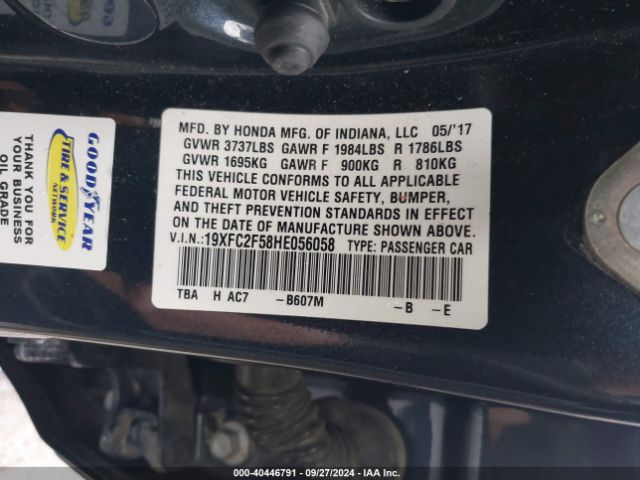 19XFC2F58HE056058 Honda Civic Lx