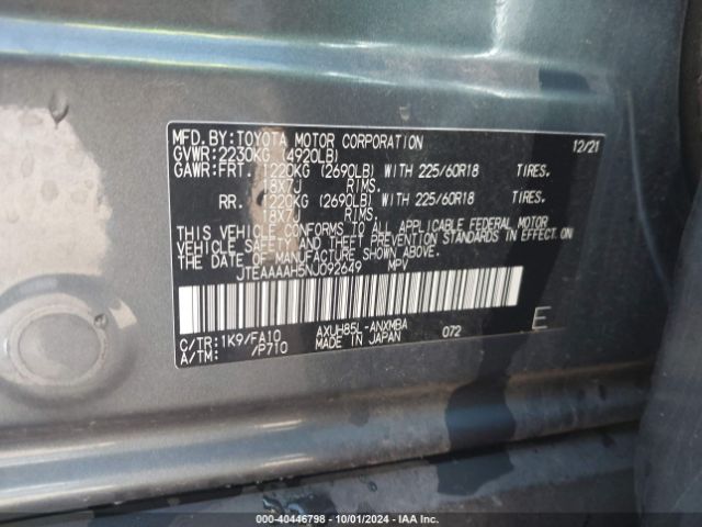 JTEAAAAH5NJ092649 Toyota VENZA LE