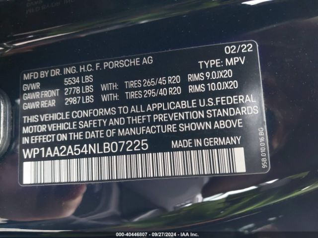 WP1AA2A54NLB07225 Porsche Macan