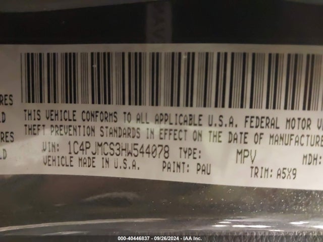 1C4PJMCS3HW544078 Jeep Cherokee Latitude 4x4