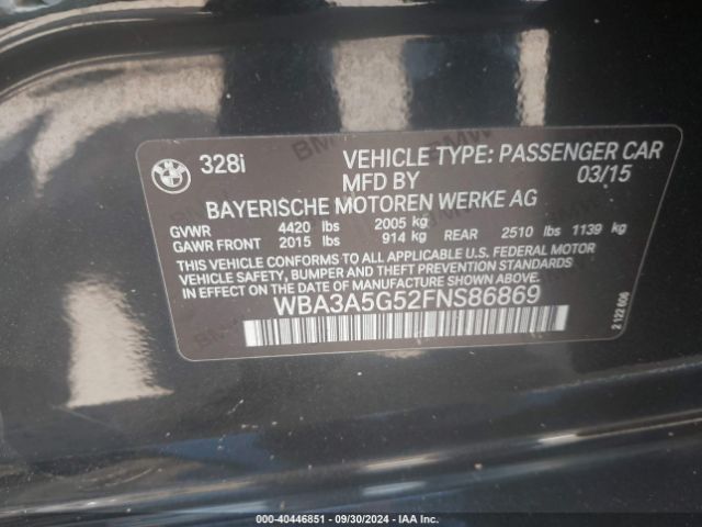 WBA3A5G52FNS86869 BMW 328I