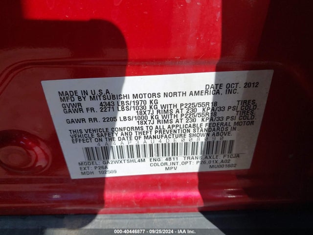2013 MITSUBISHI OUTLANDER SPORT 4A4AP3AU4DE008090 Photo 8