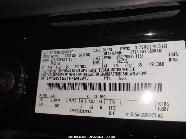 Ford F-150 Tremor 2023 1FTEW1E81PFB43913 Image 9