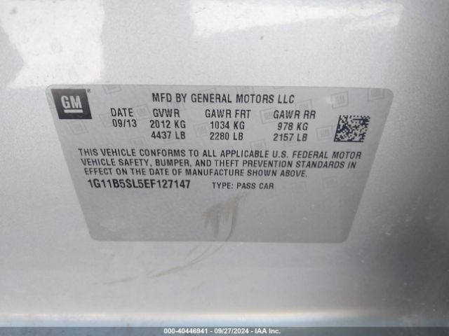 Chevrolet Malibu 1ls 2014 1G11B5SL5EF127147 Image 9