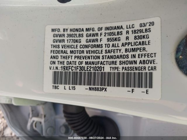 19XFC1F30LE210201 Honda CIVIC EX