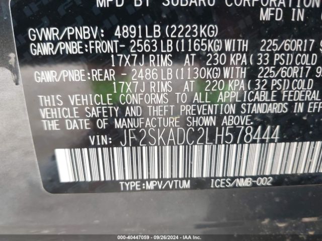 JF2SKADC2LH578444 Subaru Forester