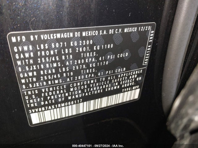 3VV8B7AX1RM066117 Volkswagen Tiguan 2.0t Se R-line Black