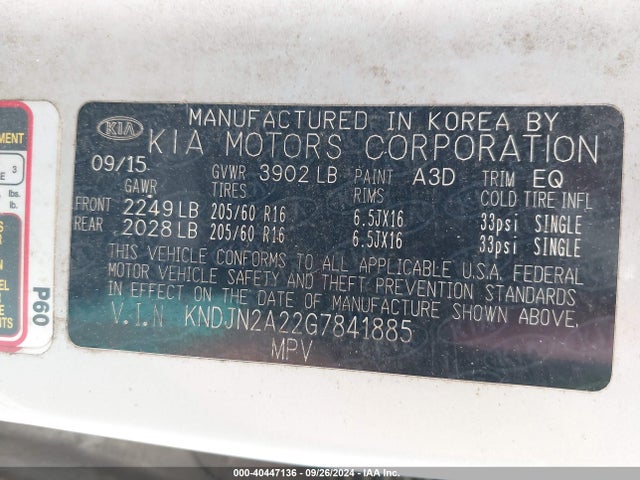 KIA Soul 2016 KNDJN2A22G7841885 Image 9