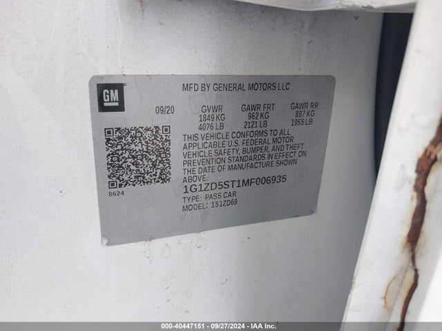 Chevrolet MALIBU LT 2021 1G1ZD5ST1MF006935 Image 9