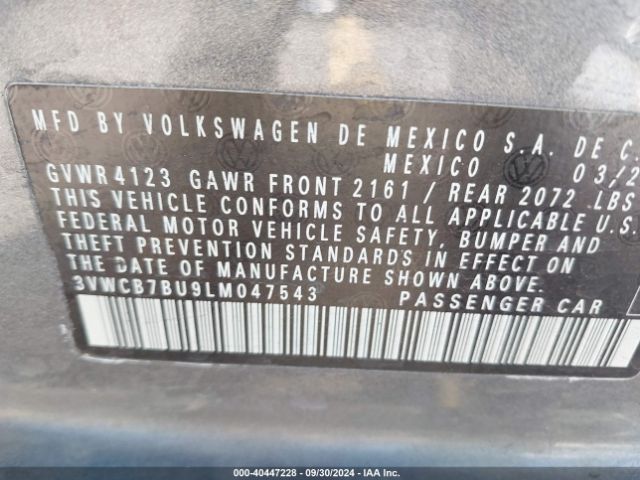3VWCB7BU9LM047543 Volkswagen Jetta 1.4t R-line/1.4t S/1.4t Se