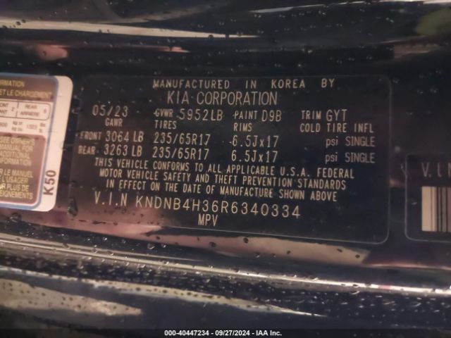 KNDNB4H36R6340334 KIA Carnival Lx