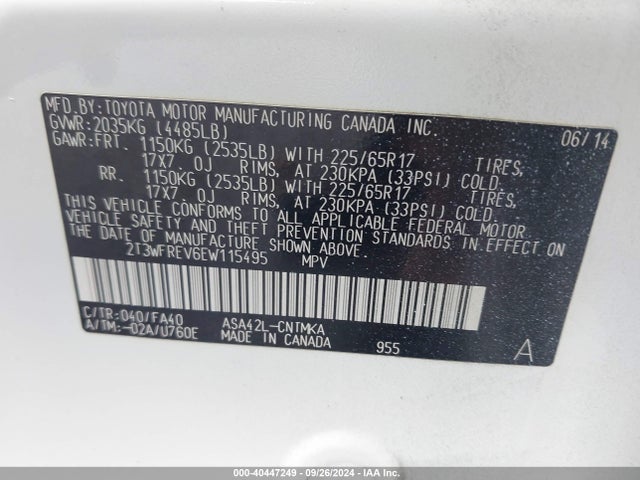 Toyota Rav4 Xle 2014 2T3WFREV6EW115495 Image 9