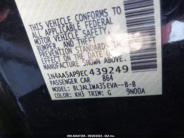 Nissan Maxima 3.5 Sv 2014 1N4AA5AP9EC439249 Image 9