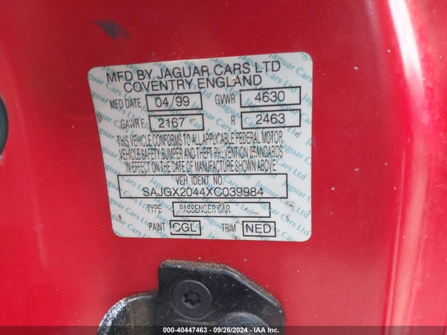 1999 JAGUAR XK8 SAJGX2044XC039984 Photo 8