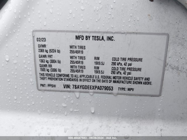 2023 TESLA MODEL Y 7SAYGDEEXPA079053 Photo 8