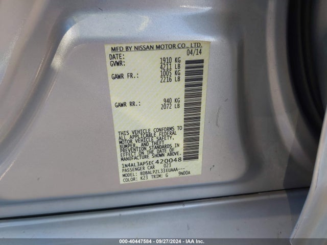 1N4AL3AP5EC420048 Nissan ALTIMA 2.5