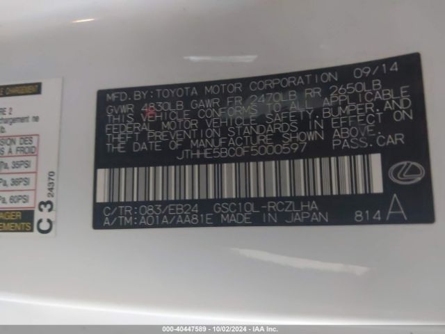 JTHHE5BC0F5000597 Lexus RC 350