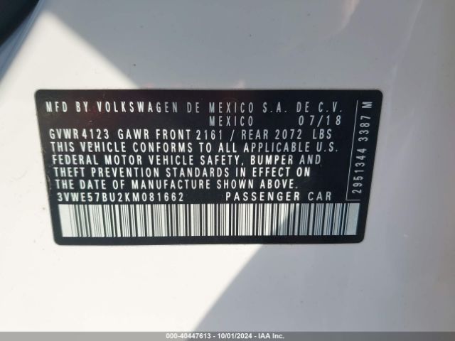 3VWE57BU2KM081662 Volkswagen Jetta 1.4t Sel