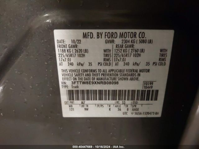 3FTTW8E9XNRB08098 Ford Maverick Xl