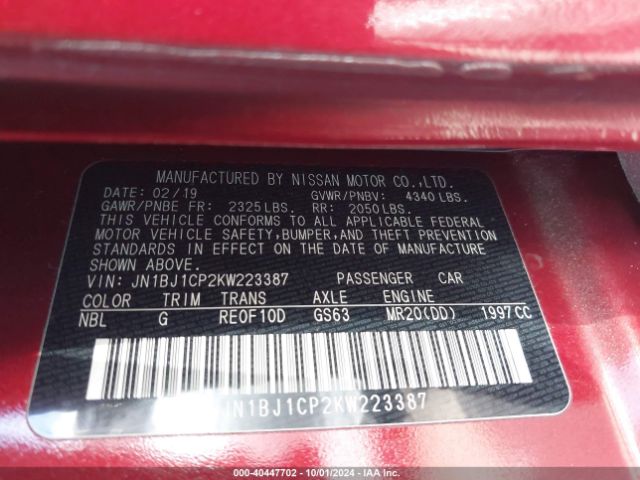 JN1BJ1CP2KW223387 Nissan Rogue Sport S