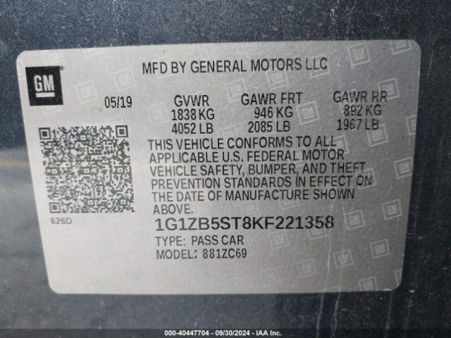 1G1ZB5ST8KF221358 Chevrolet Malibu 1ls
