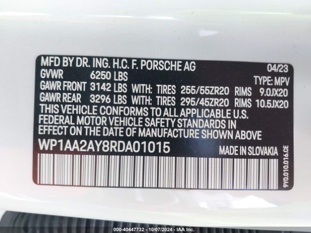 WP1AA2AY8RDA01015 Porsche Cayenne