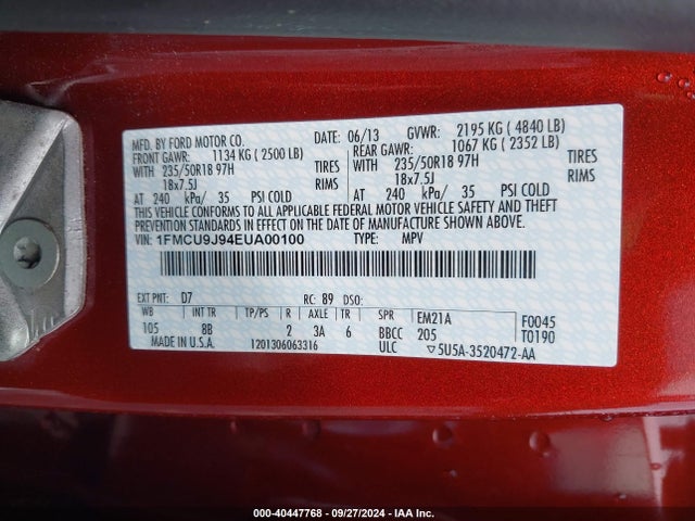 Ford Escape Titanium 2014 1FMCU9J94EUA00100 Image 9