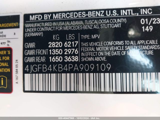 4JGFB4KB4PA909109 Mercedes-Benz Gle 350 4matic