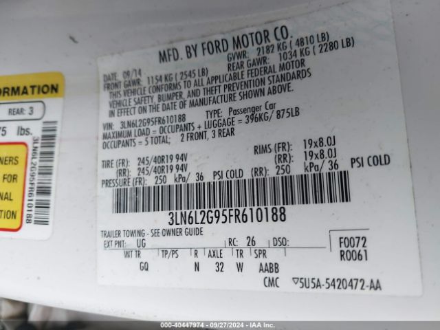 3LN6L2G95FR610188 Lincoln MKZ