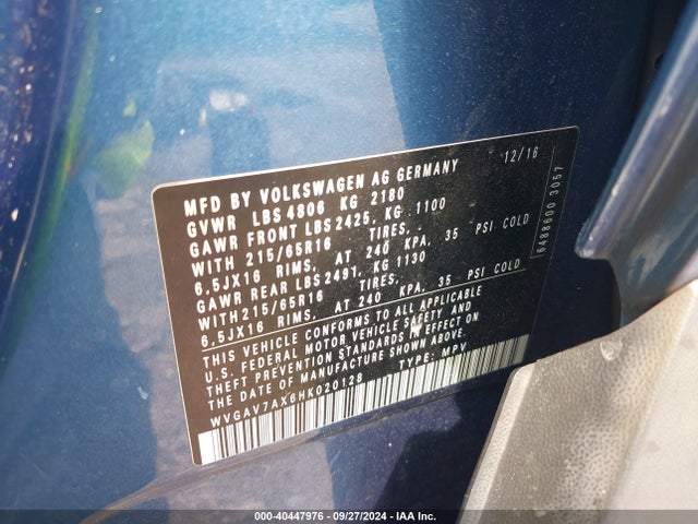 WVGAV7AX6HK020128 Volkswagen Tiguan 2.0t/2.0t S