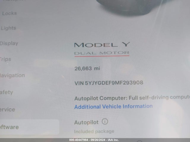 5YJYGDEF9MF293908 Tesla Model Y Performance Dual Motor All-wheel Drive