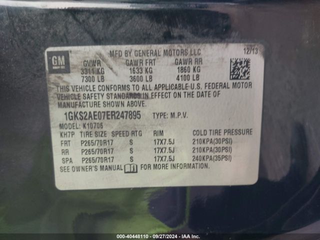 1GKS2AE07ER247895 GMC YUKON SLE
