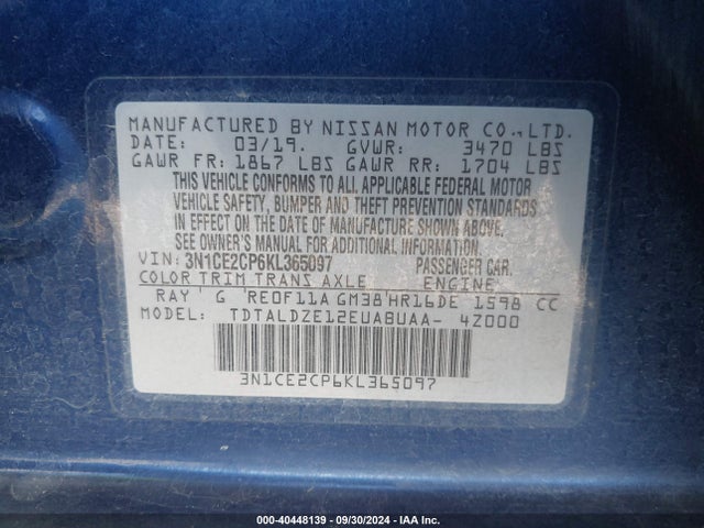 Nissan Versa Note Sv 2019 3N1CE2CP6KL365097 Image 9