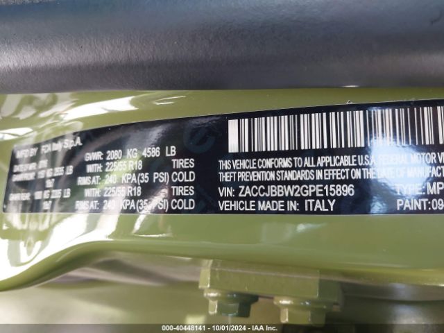 ZACCJBBW2GPE15896 Jeep Renegade 75th Anniversary