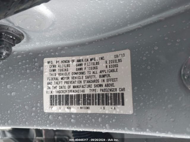 1HGCR2F79EA040146 Honda ACCORD EX