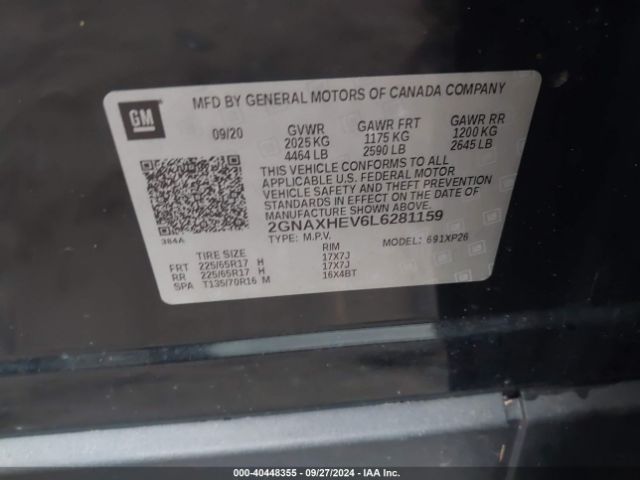 2GNAXHEV6L6281159 Chevrolet Equinox Fwd Ls