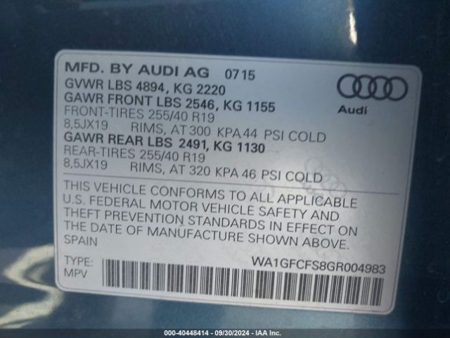 WA1GFCFS8GR004983 Audi Q3 2.0t Premium Plus