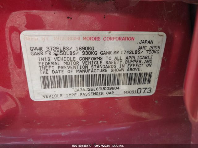2006 MITSUBISHI LANCER JA3AJ26E66U009804 Photo 8