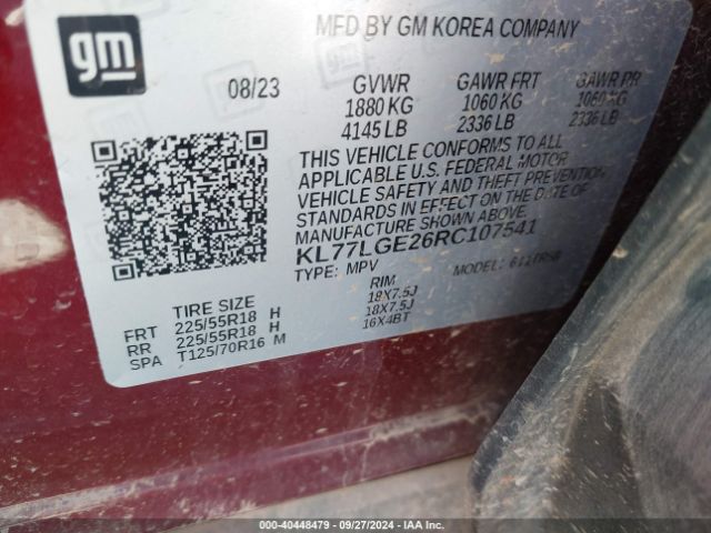 KL77LGE26RC107541 Chevrolet Trax Fwd 1rs