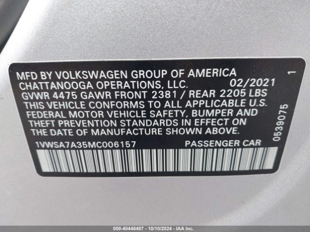 1VWSA7A35MC006157 Volkswagen Passat 2.0t Se