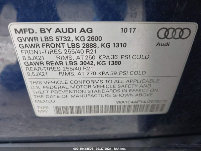 WA1C4AFY4J2076275 Audi Sq5 3.0t Premium Plus