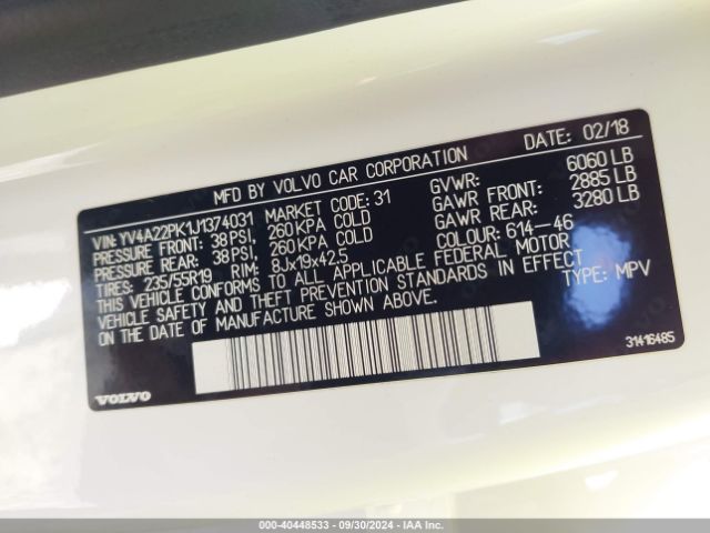 YV4A22PK1J1374031 Volvo Xc90 T6 Momentum